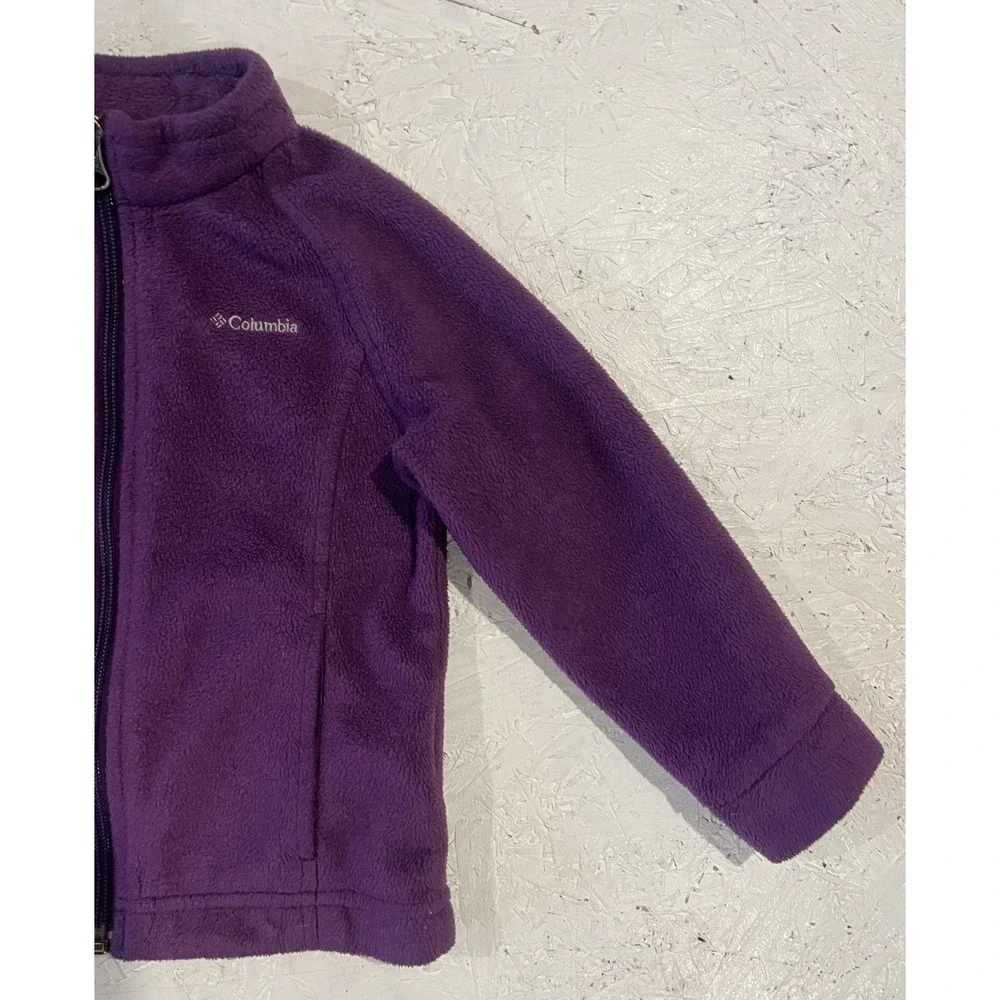 Columbia Girls' Purple Fleece‎ Jacket Size 3T Full Zip Youth Comfort
